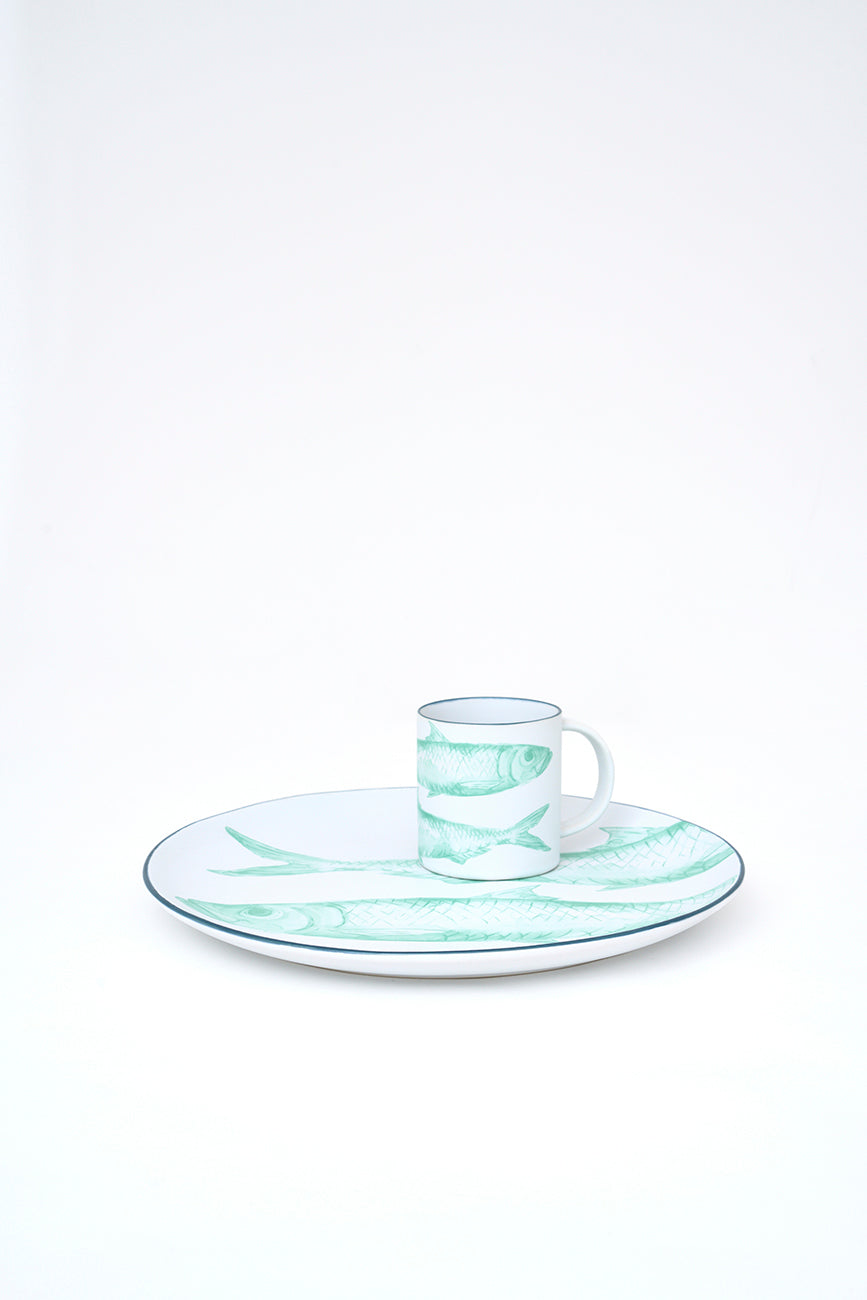 Plato grande de gres con peces