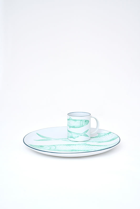 Plato grande de gres con peces