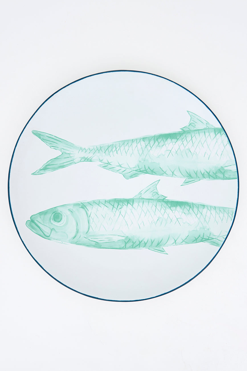 Plato grande de gres con peces