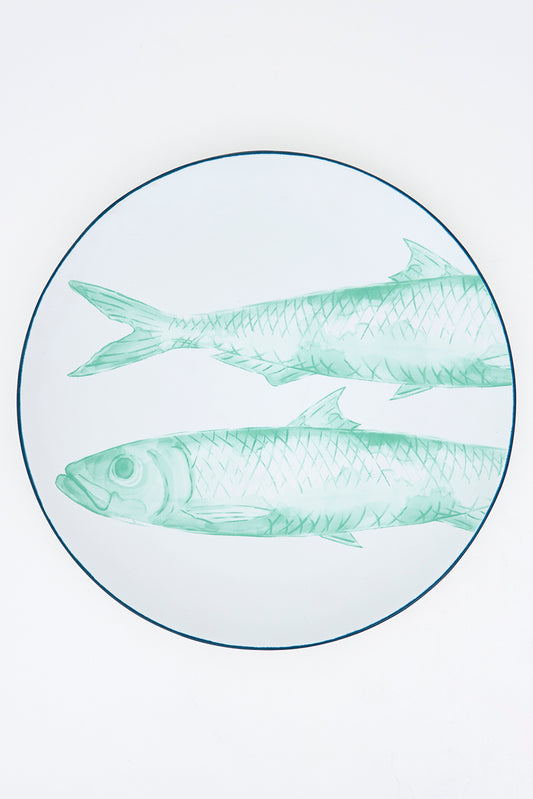 Plato grande de gres con peces