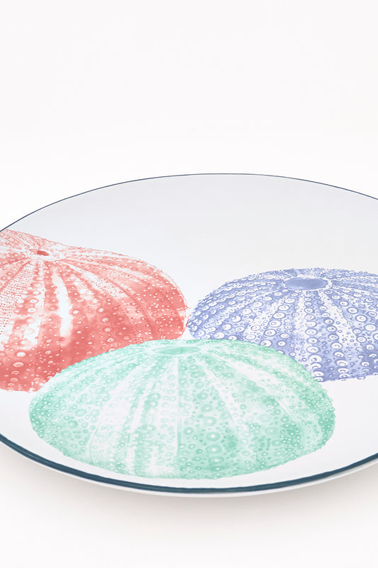 Plato grande de gres con erizo de mar