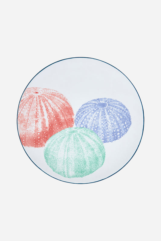 Plato grande de gres con erizo de mar