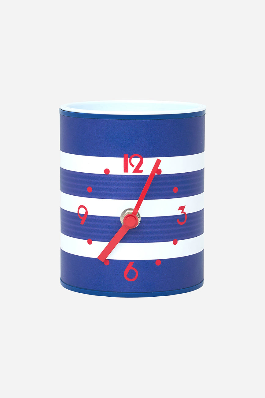 Pot à crayons navy horloge en plastique à rayures