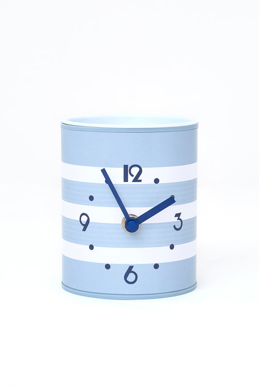 Pot à crayons horloge en plastique à rayures