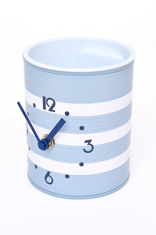 Pot à crayons horloge en plastique à rayures
