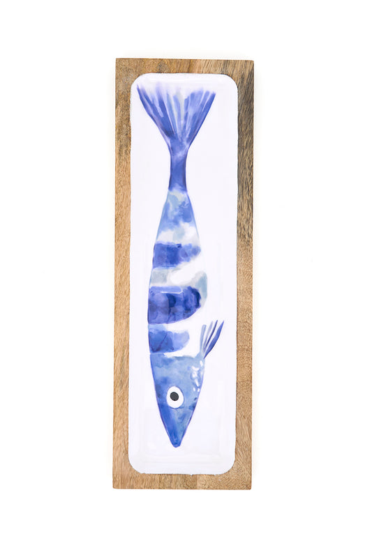 Bandeja de madera esmaltada con pez