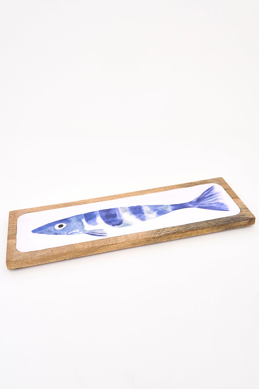 Bandeja de madera esmaltada con pez