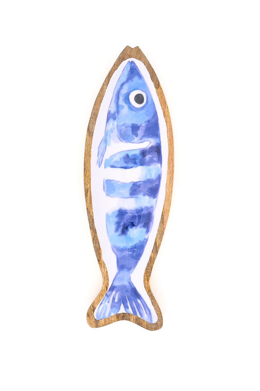 Bandeja de madera esmaltada con forma de pez