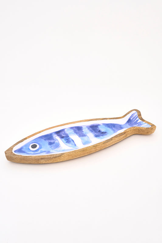 Bandeja de madera esmaltada con forma de pez