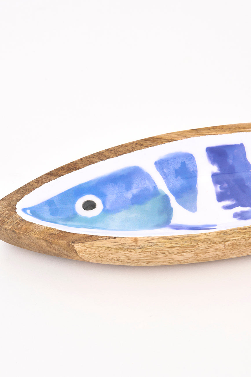 Petit plateau en bois émaillé en forme de poisson
