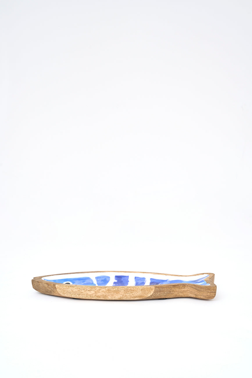 Petit plateau en bois émaillé en forme de poisson