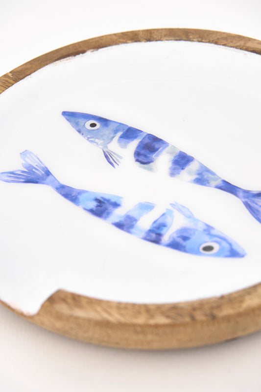 Posacuchara de madera esmaltada con peces