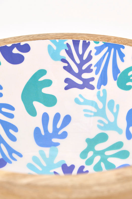 Bol de madera con un coral pintado en el interior