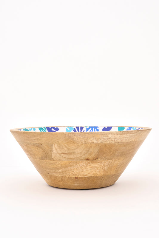 Bol de madera con un coral pintado en el interior