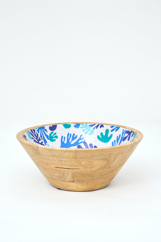 Bol de madera con un coral pintado en el interior