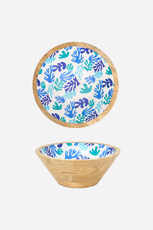 Bol de madera con un coral pintado en el interior
