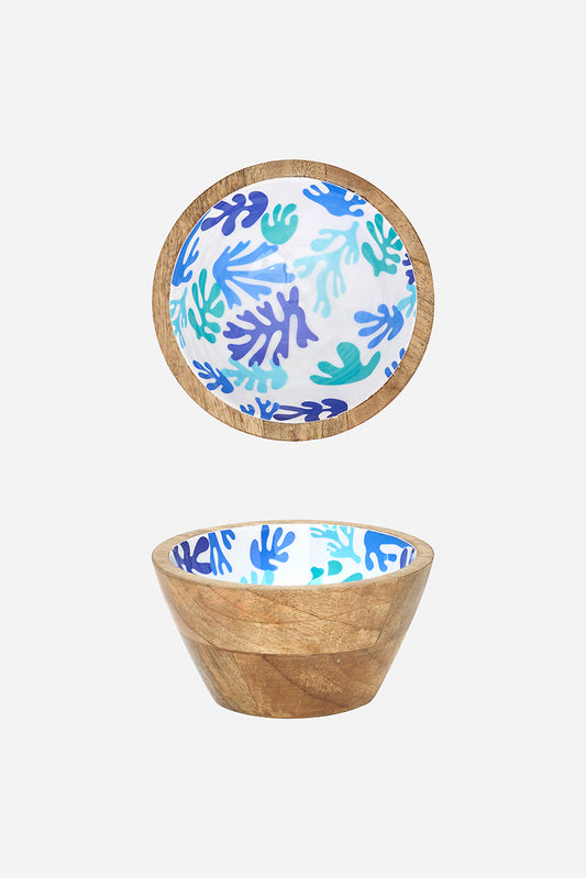 Bol pequeño de madera con un coral pintado en el interior