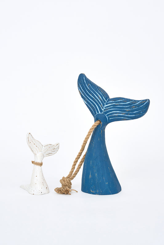 Tope de puerta de madera con forma de cola de ballena