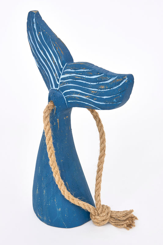 Tope de puerta grande de madera con forma de cola de ballena