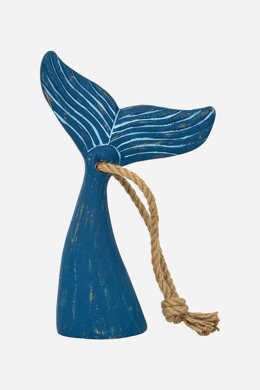 Tope de puerta grande de madera con forma de cola de ballena