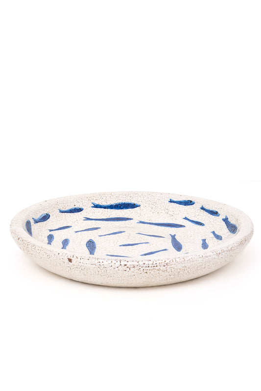 Plato de terracota con peces pintados