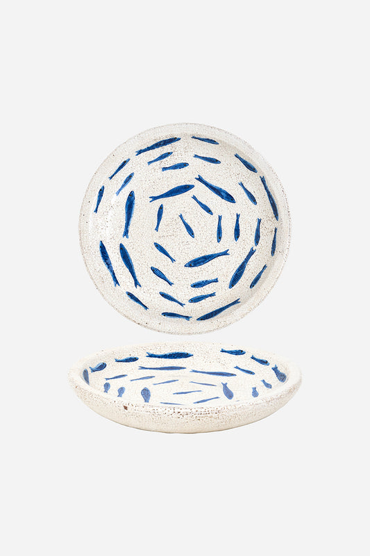 Plato de terracota con peces pintados