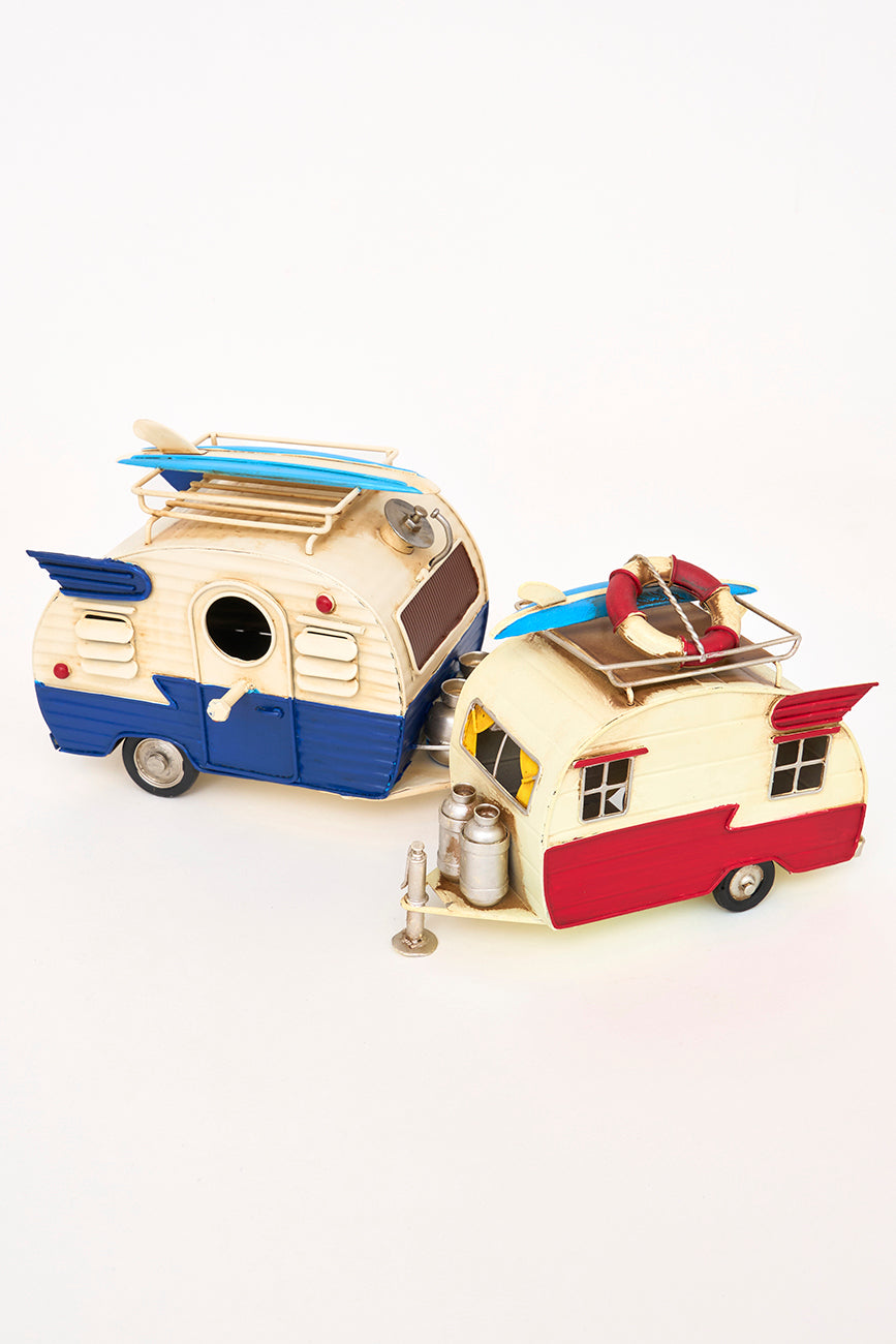 Caravana surfera decorativa de metal