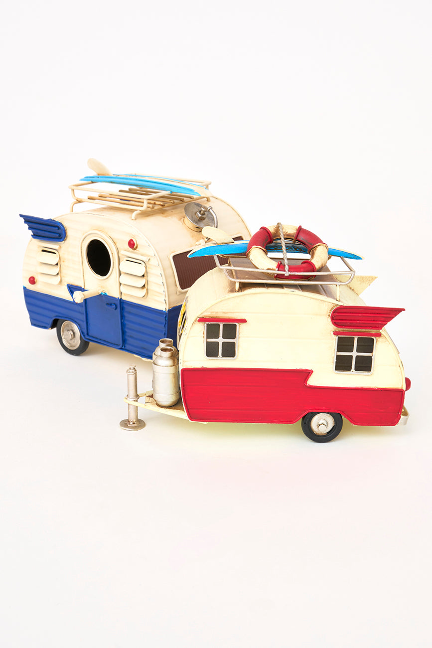 Caravana surfera decorativa de metal