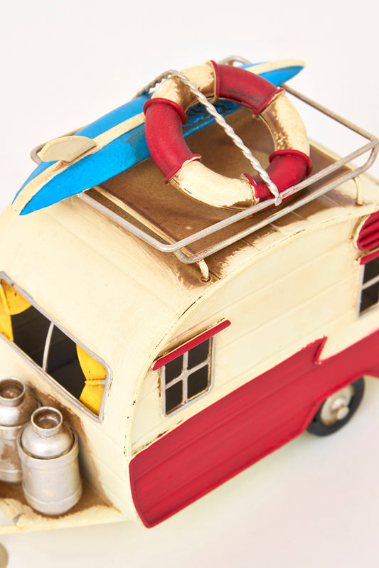 Caravana surfera decorativa de metal