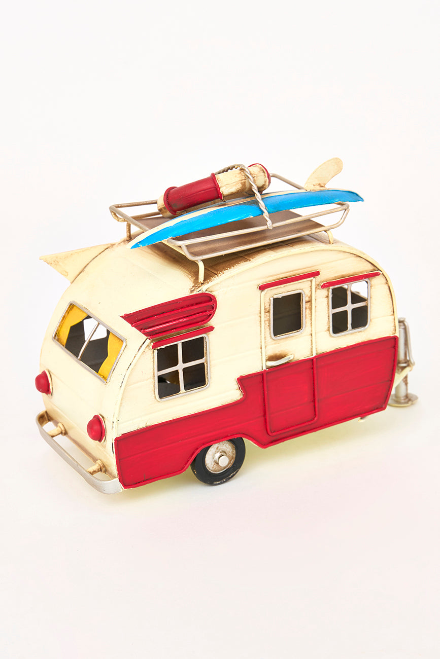 Caravana surfera decorativa de metal