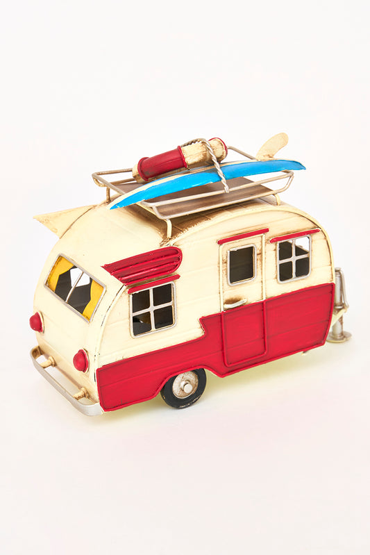 Caravana surfera decorativa de metal