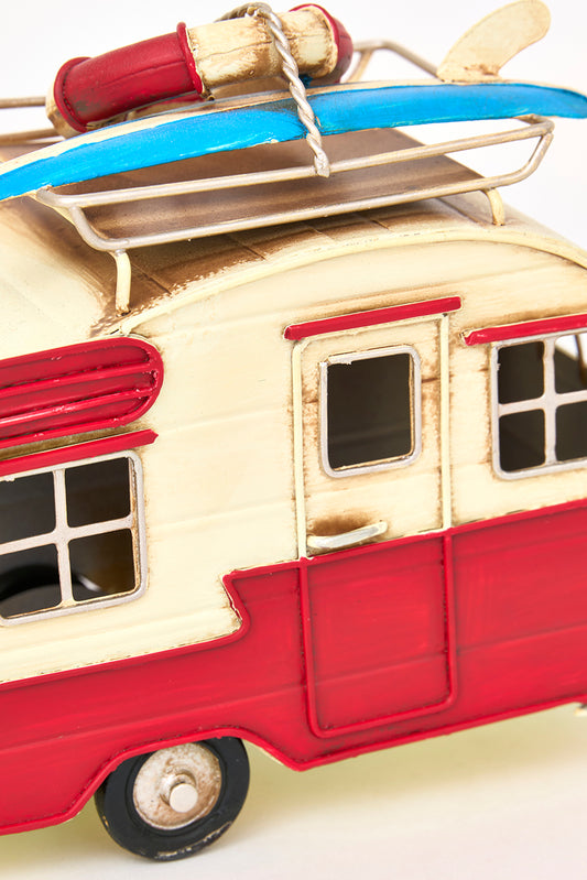 Caravana surfera decorativa de metal