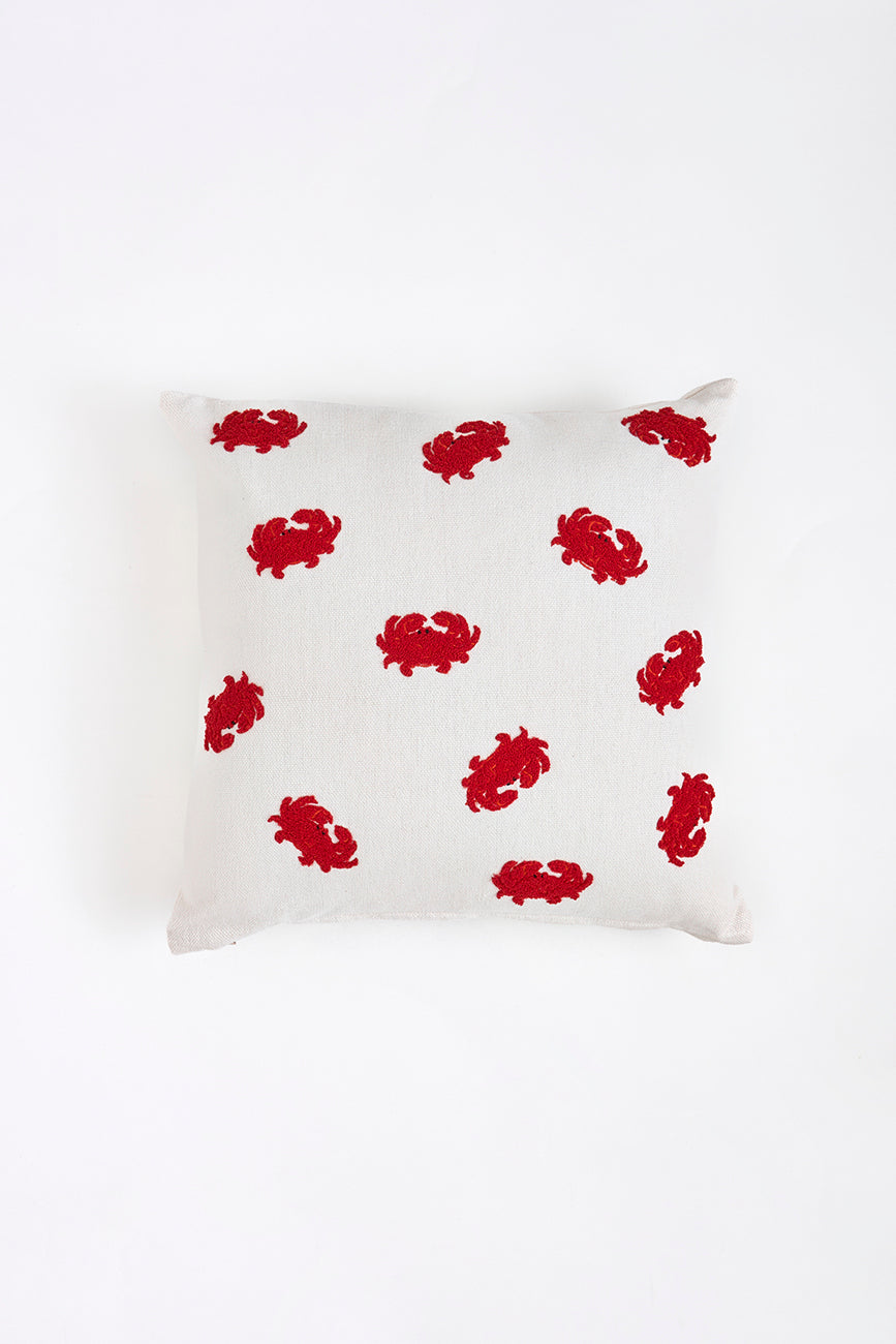 Cojín de algodón con cangrejos bordados