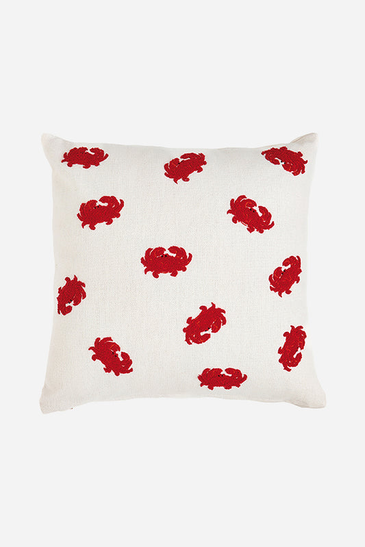 Cojín de algodón con cangrejos bordados