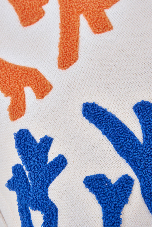 Cojín de algodón con corales bordados