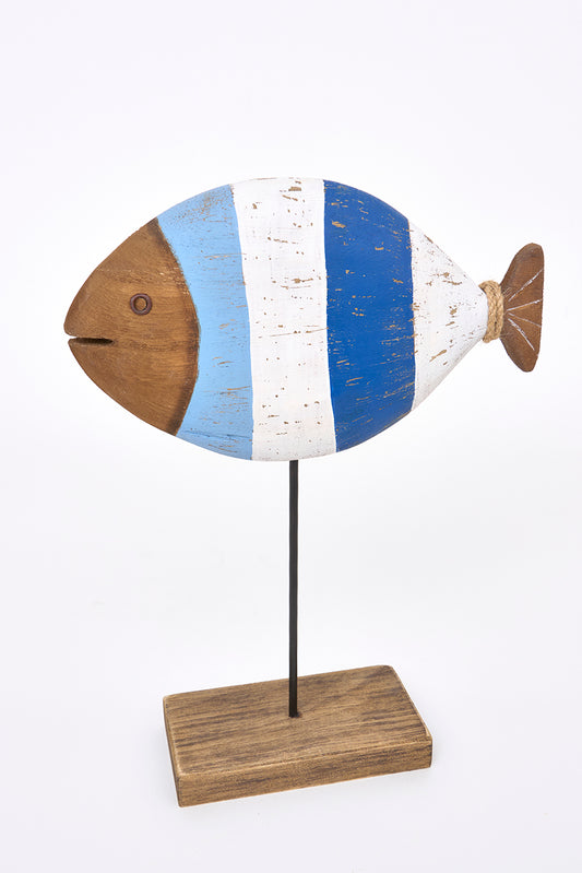 Pez decorativo de madera con base, pequeño