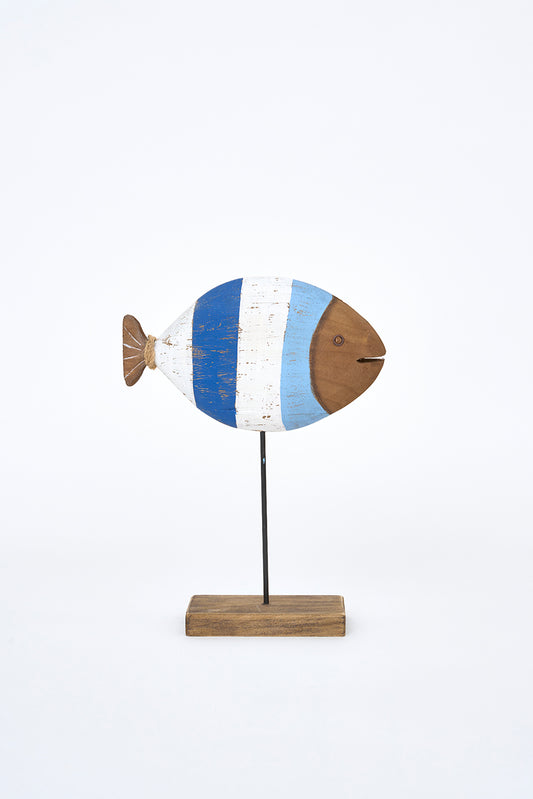 Pez decorativo de madera con base, pequeño