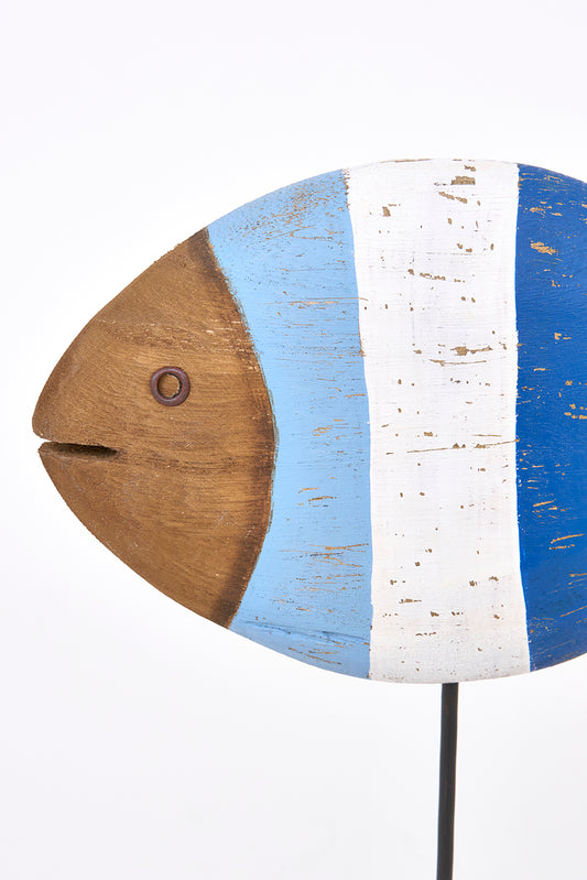 Pez decorativo de madera con base, pequeño