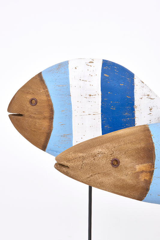 Pez decorativo de madera con base, pequeño