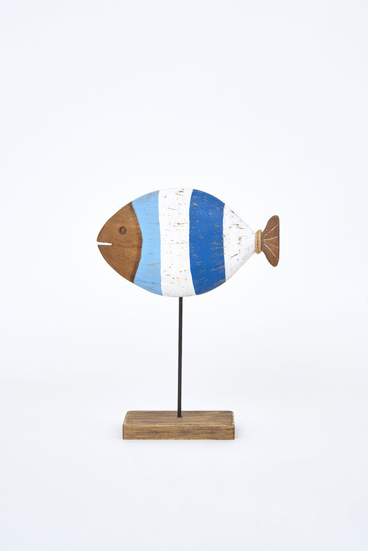 Pez decorativo de madera con base, pequeño