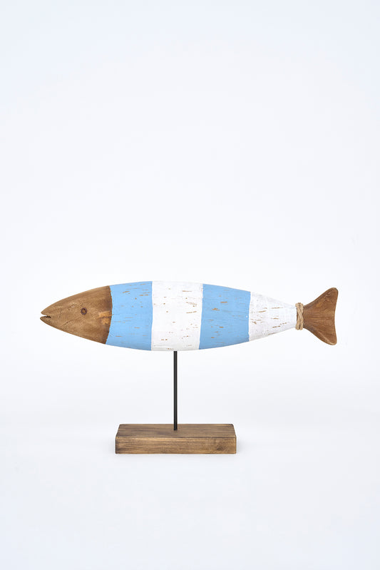 Pez decorativo de madera con base, grande