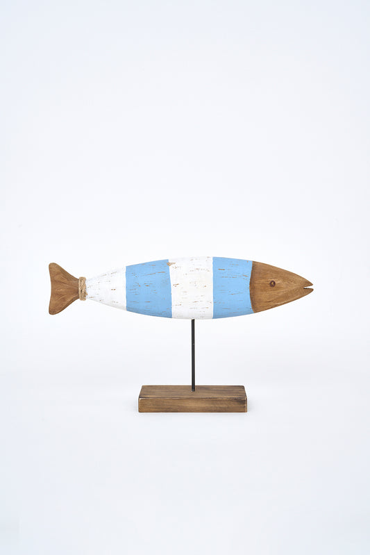 Pez decorativo de madera con base, grande