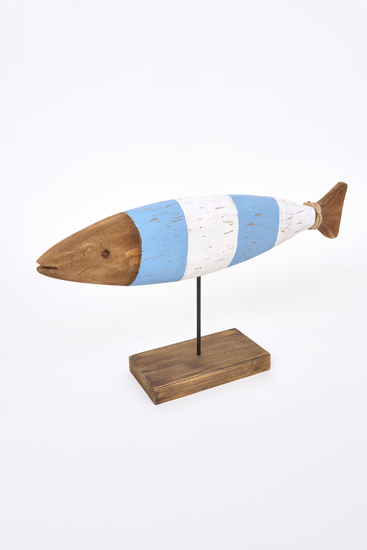 Pez decorativo de madera con base, grande
