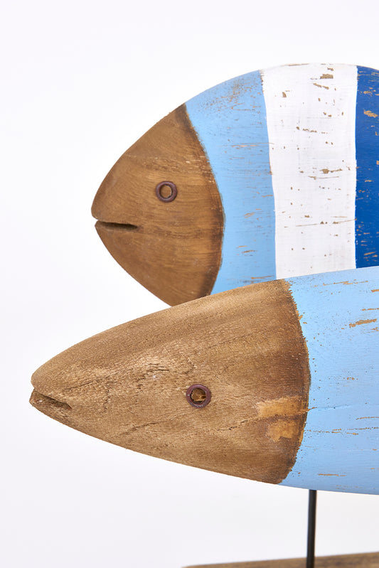 Pez decorativo de madera con base, grande