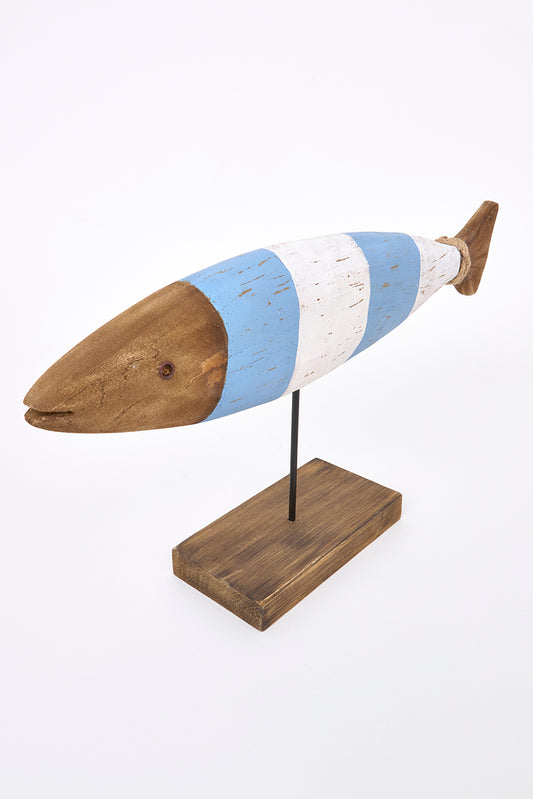 Pez decorativo de madera con base, grande
