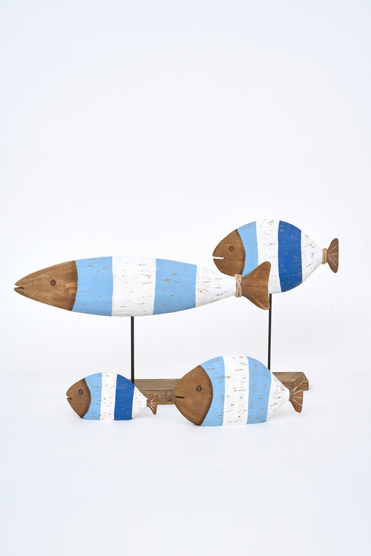Pez decorativo de madera con base, grande