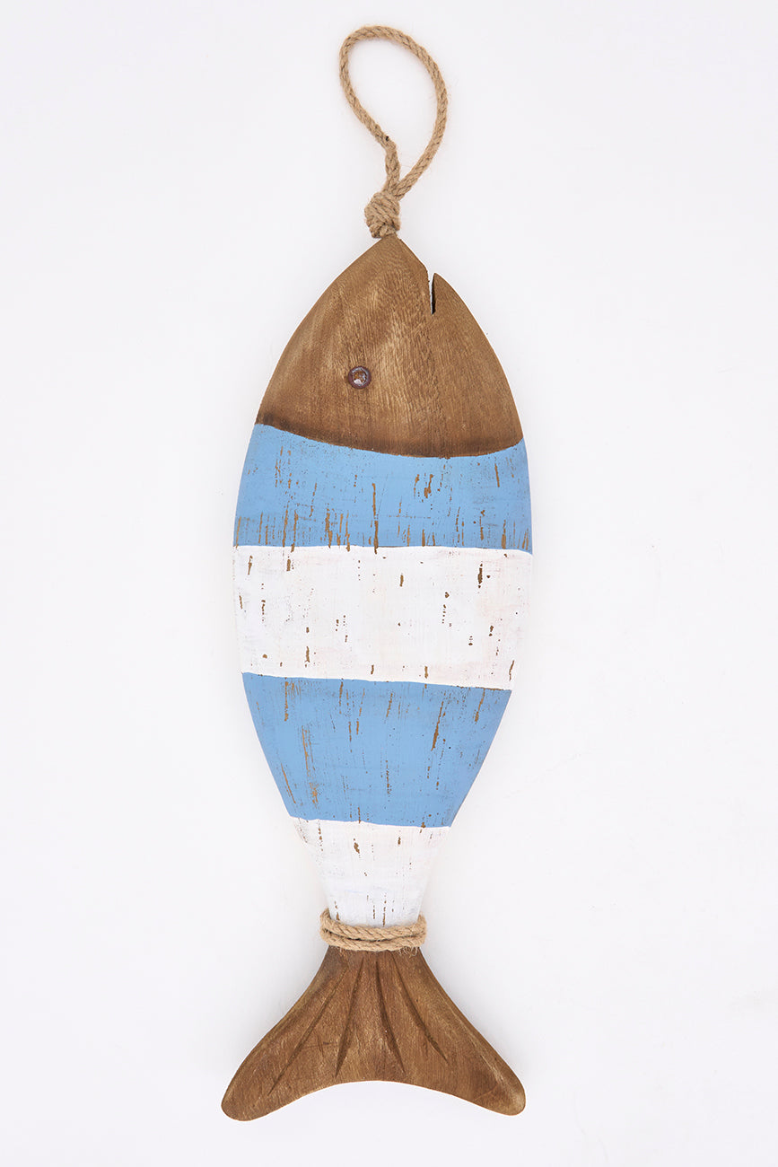 Suspension en bois en forme de poisson