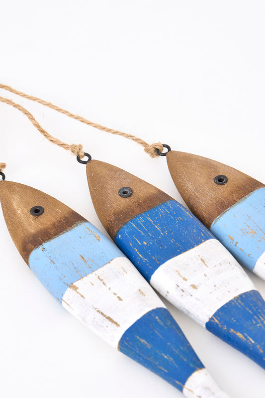 Ristra de 3 peces de madera a rayas