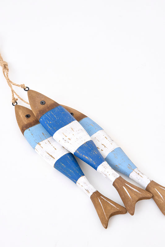 Ristra de 3 peces de madera a rayas