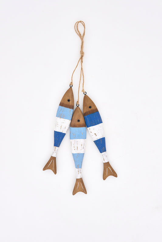 Ristra de 3 peces de madera a rayas